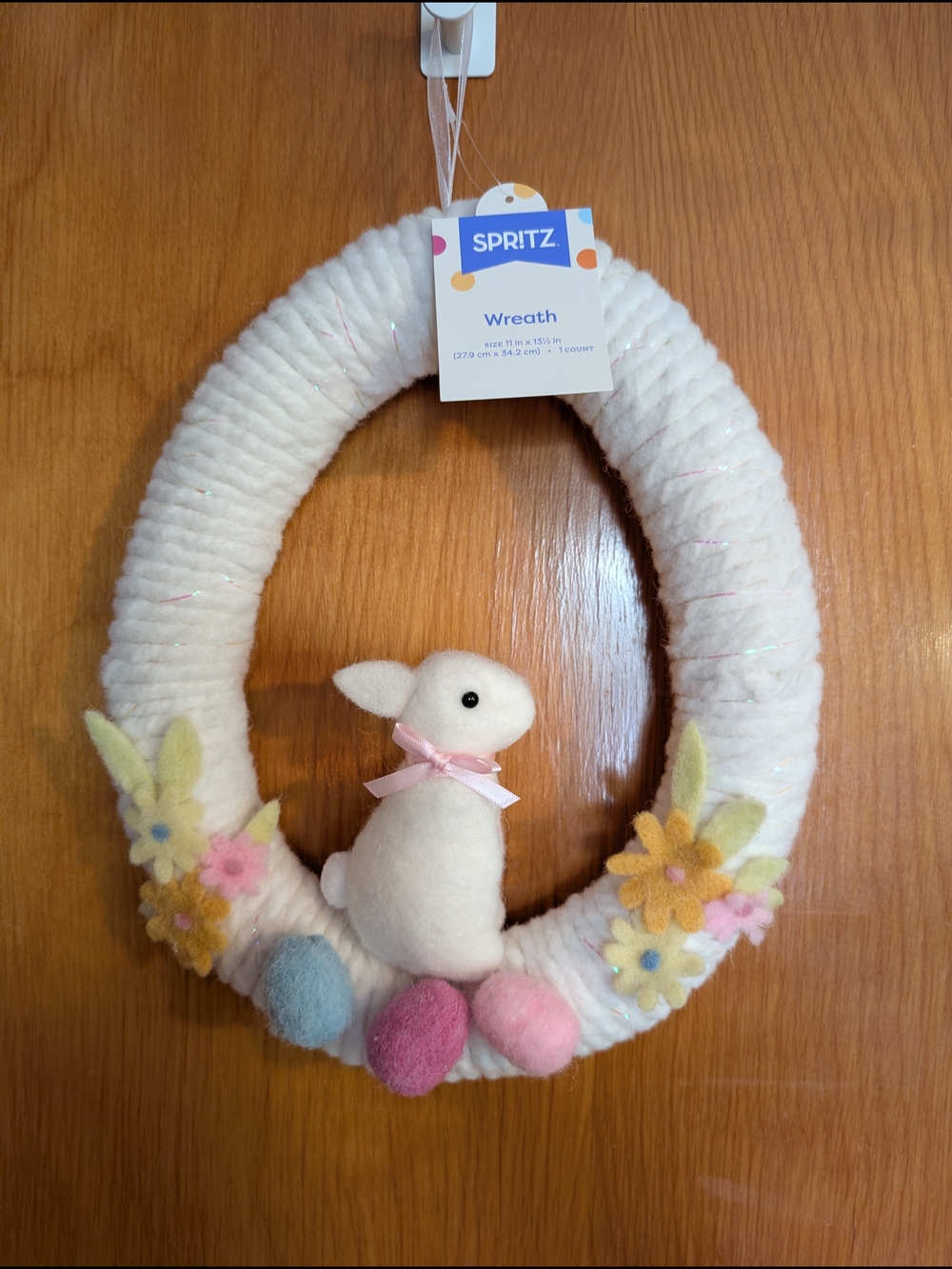 Spritz Cream Bunny Wreath with Pastel Accents